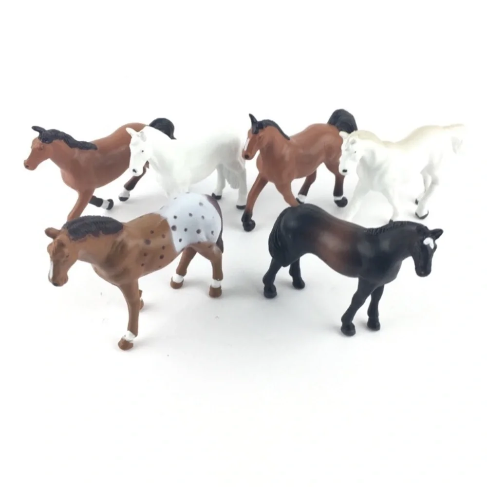 VINTAGE Horses Carry Case 6 Figurines 90s FunRise Plastic Toys Western Ranch